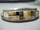 Impressive Zuni Native American Inlay Tiger Eye Jet Sterling Silver Bracelet-Nativo Arts