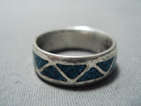 Native American Detailed Vintage Navajo Turquoise Sterling Silver Ring-Nativo Arts