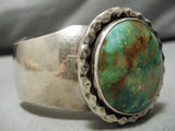 Heavy And Thick Vintage Native American Navajo Royston Turquoise Sterling Silver Bracelet Old-Nativo Arts