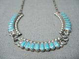 Gorgeous Vintage Native American Zuni Sleeping Beauty Turquoise Sterling Silver Necklace Old-Nativo Arts