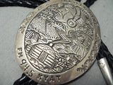 Historical Native American Navajo Radio Station Vintage Native American Navajo Sterling Silver Bolo Tie-Nativo Arts