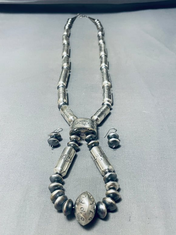 Rare Jacla Tubes Native American Navajo Sterling Silver Necklace-Nativo Arts