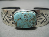 Important Jeanette Dale Native American Navajo #8 Turquoise Sterling Silver Bracelet Cuff-Nativo Arts
