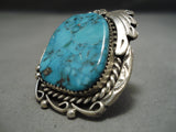Huge Vintage Native American Navajo Quality Blue Turquoise Sterling Silver Ring-Nativo Arts