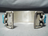 Nez Vintage Native American Navajo Morenci Turquoise Sterling Silver Bracelet Old-Nativo Arts