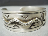 Heavy Whirling Logs Snake Vintage Native American Navajo Sterling Silver Bracelet-Nativo Arts