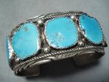 Tom Tso Vintage Native American Navajo Blue Gem Turquoise Sterling Silver Bracelet Old-Nativo Arts