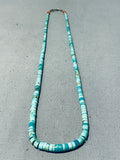 Native American Rare 1900's Vintage Santo Domingo Turquoise Heishi Sterling Silver Necklace-Nativo Arts