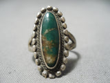 Early Vintage Native American Navajo Cerrillos Turquoise Sterling Silver Ring Old-Nativo Arts