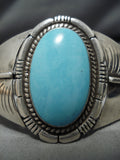 Magnificent Vintage Native American Navajo Easter Blue Turquoise Sterling Silver Bracelet-Nativo Arts
