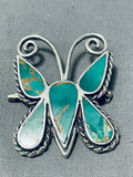 Exceptional Vintage Native American Navajo Turquoise Sterling Silver Butterfly Pin-Nativo Arts