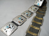 One Of The Best Detailed Vintage Native American Navajo Turquoise Sterling Silver Concho Belt-Nativo Arts
