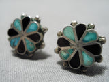 Marvelous Vintage Native American Zuni Royston Turquoise Sterling Silver Earrings Old-Nativo Arts