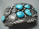 Huge Vintage Native American Navajo Carico Lake Turquoise Sterling Silver Bracelet-Nativo Arts
