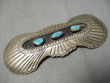 Detailed!! Vintage Native American Navajo Bursting Sterling Silver Turquoise Pin Old-Nativo Arts