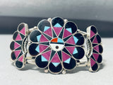 Very Unique Sugulite Inlay Vintage Native American Zuni Sterling Silver Bracelet-Nativo Arts