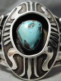 Huge Heavy Vintage Native American Navajo Sterling Silver Shield Turquoise Bracelet Old-Nativo Arts