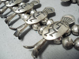 Detailed Vintage Native American Navajo Kokopelli Sterling Silver Squash Blossom Necklace Set-Nativo Arts