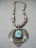 Impressive Vintage Native American Navajo Red Mountain Turquoise Sterling Silver Necklace Old-Nativo Arts
