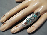 Expressive Vintage Navajo Turquoise Sterling Silver Ring Native American Old-Nativo Arts