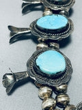 Rare Robins Egg Turquoise Vintage Native American Navajo Sterling Silver Squash Blossom Necklace-Nativo Arts