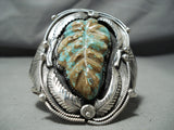 Huge Hand Carved Vintage Native American Navajo Royston Turquoise Sterling Silver Bracelet-Nativo Arts