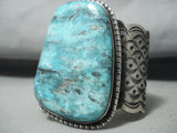 Rare Magnificent Native American Navajo Blue Diamond Turquoise Sterlng Silver Bracelet-Nativo Arts