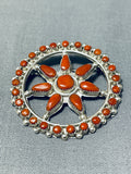 Spectacular Native American Zuni Coral Sterling Silver Pin/pendant-Nativo Arts