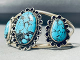 One Of Best Vintage Native American Navajo Spiderweb Morenci Turquoise Sterling Silver Bracelet-Nativo Arts