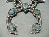 Women's Bisbee Turquosie Vintage Native American Navajo Sterling Silver Squash Blossom Necklace-Nativo Arts
