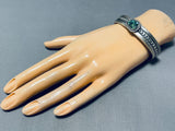 Gary Custer Vintage Native American Navajo Blue Green Turquoise Sterling Silver Bracelet-Nativo Arts
