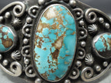 Deep Intense Vintage Native American Navajo Number 8 Turquoise Sterling Silver Bracelet Old-Nativo Arts