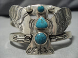 Superlative Vintage Native American Navajo Bright Turquoise Sterling Silver Bracelet-Nativo Arts