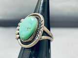 Outstanding Vintage Native American Navajo Green Turquoise Sterling Silver Ring-Nativo Arts