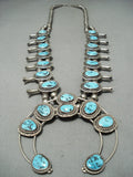 Women's Vintage Native American Navajo Turquoise Sterling Silver Squash Blossom Necklace-Nativo Arts