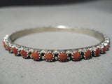 Outstanding Modern Navajo Coral Sterling Silver Bangle Native American-Nativo Arts
