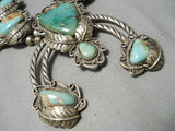 Museum Vintage Native American Navajo Royston Turquoise Sterling Silver Squash Blossom Necklace-Nativo Arts