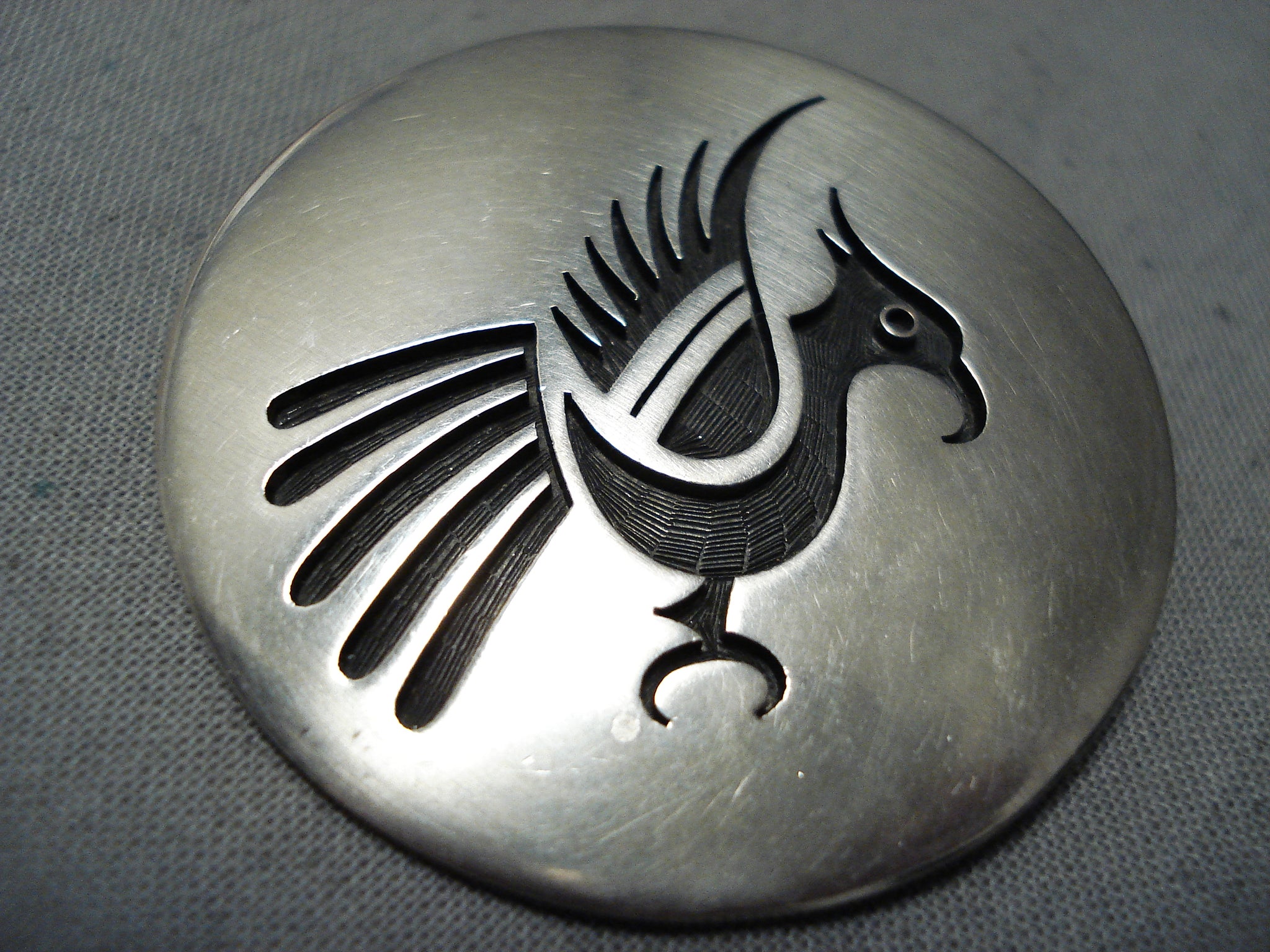 Important Vintage Native American Hopi Bird Sterling Silver Pin