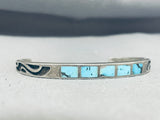 Enticing Vintage Native American Hopi Turquoise Inlay Sterling Silver Bracelet-Nativo Arts