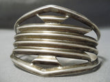 Incredible Vintage Native American Navajo Nolan James Sterling Silver Bracelet Cuff-Nativo Arts