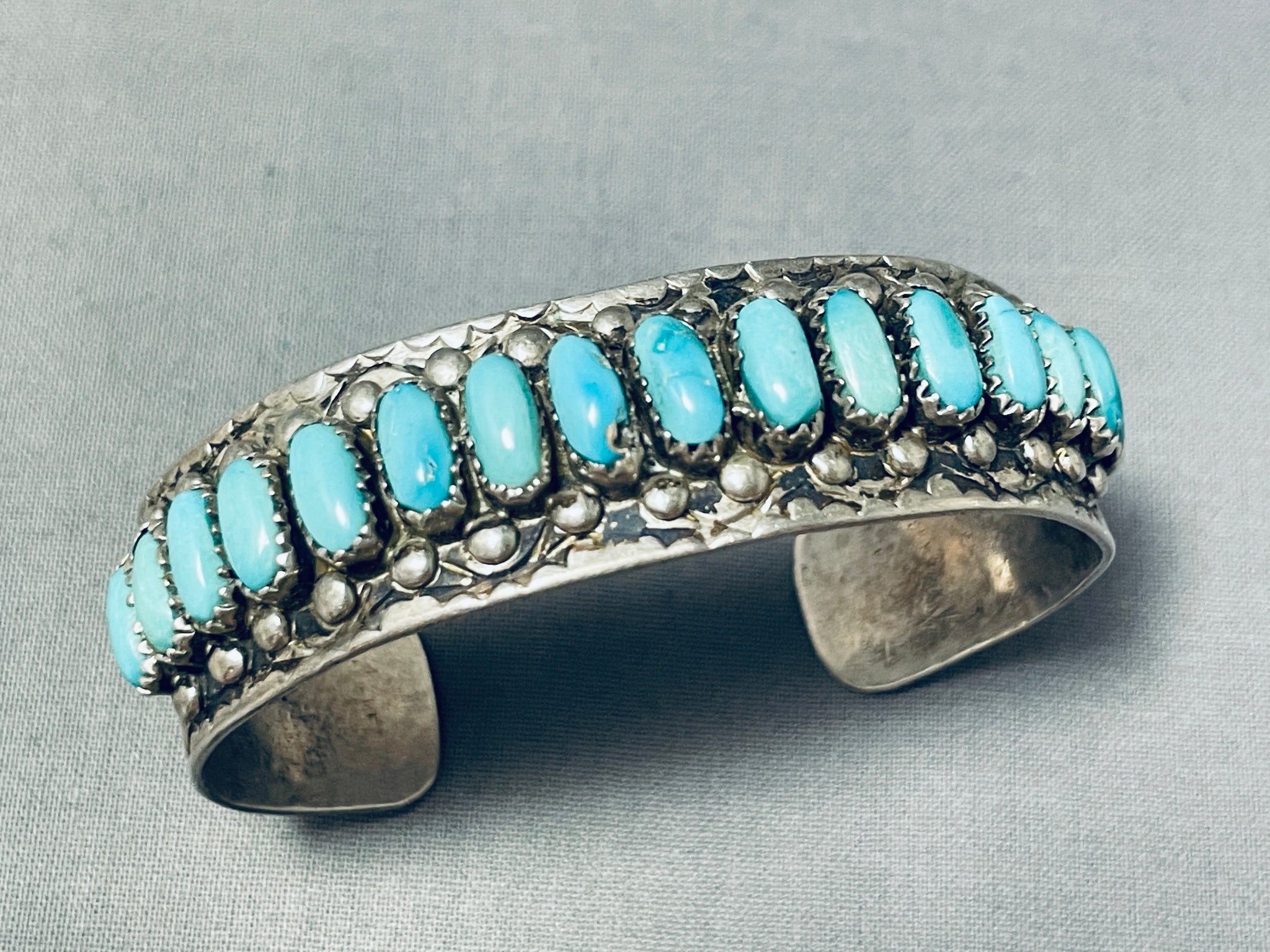 Fred Weekoty Vintage Native American Zuni Blue Gem Turquoise Sterling ...