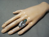 Marvelous Vintage Native American Navajo Cerrillos Turquoise Sterling Silver Ring Old-Nativo Arts