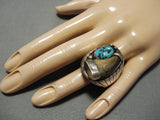 So Heavy!! Vintage Men's Navajo Turquoise Sterling Silver Native American Ring-Nativo Arts
