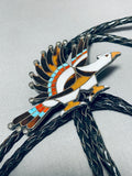 Native American Soaring Eagle Vintage Navajo Turquoise Sterling Silver Bolo Tie-Nativo Arts