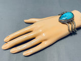 Important Running Water Vintage Native American Navajo Turquoise Sterling Silver Bracelet-Nativo Arts