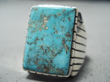 Fabulous Navajo Old Kingman Turquoise Sterling Silver Ring Native American-Nativo Arts