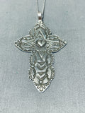 Exquisite Native American Navajo Sterling Silver Cross Necklace-Nativo Arts