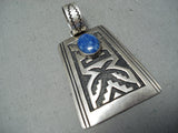Huge Authentic Vintage Native American Navajo Thomas Singer Sterling Silver Lapis Pendant-Nativo Arts