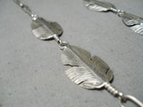 Amazing Navajo Sterling Silver Feather Necklace Native American-Nativo Arts