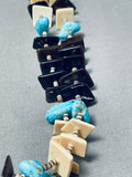 Native American Brilliant Vintage Santo Domingo Turquoise Shell Heishi Sterling Silver Necklace-Nativo Arts